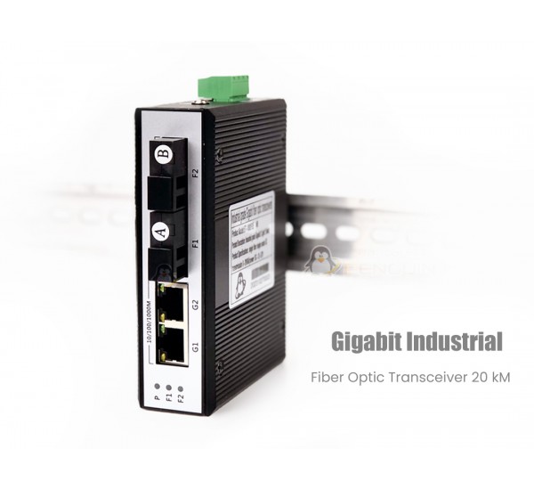 Full Gigabit Industrial Fiber Optic Transceiver 2GE + 2SC (20KM)